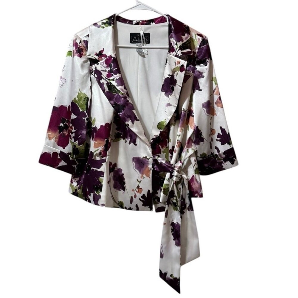 ALEX EVENINGS Women Size XLP Floral Side Tie‎ Jacket Wedding Formal Luxury NWT